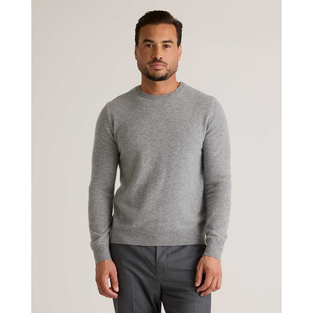 Quince Mens Sweater Mongolian Cashmere Crewneck Heather Grey Large